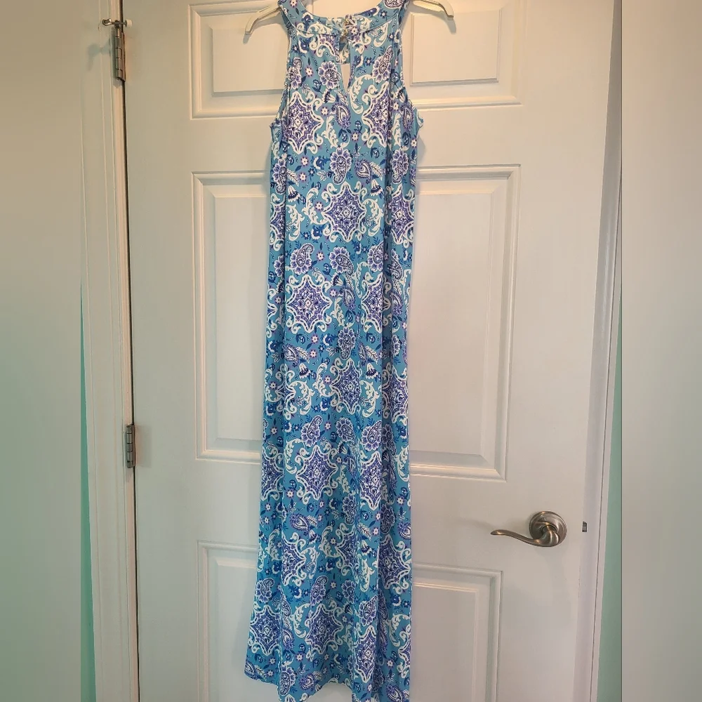 Stella Parker Chic Blue Patterned Maxi Dress - Picture 3 of 9
